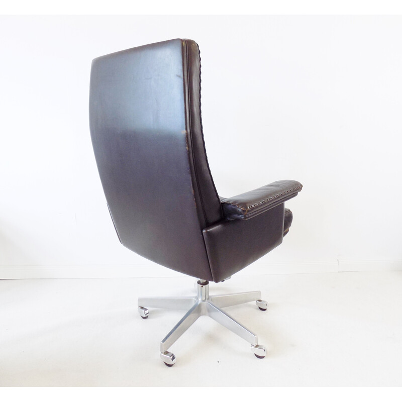 Vintage office chair De Sede DS 35 dark brown leather 1960s