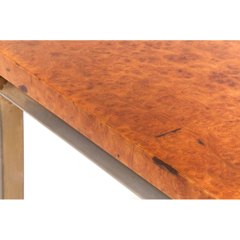 Vintage coffee table with elm top and metal structure, 1970