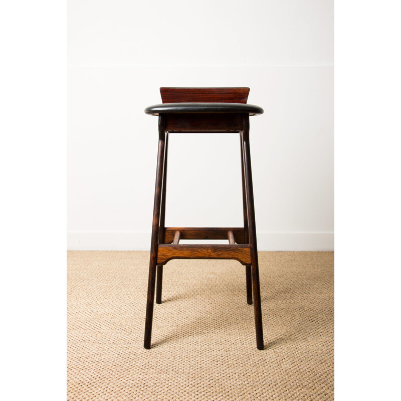 Vintage high bar stool in Rosewood by Erik Buck Danish 1960