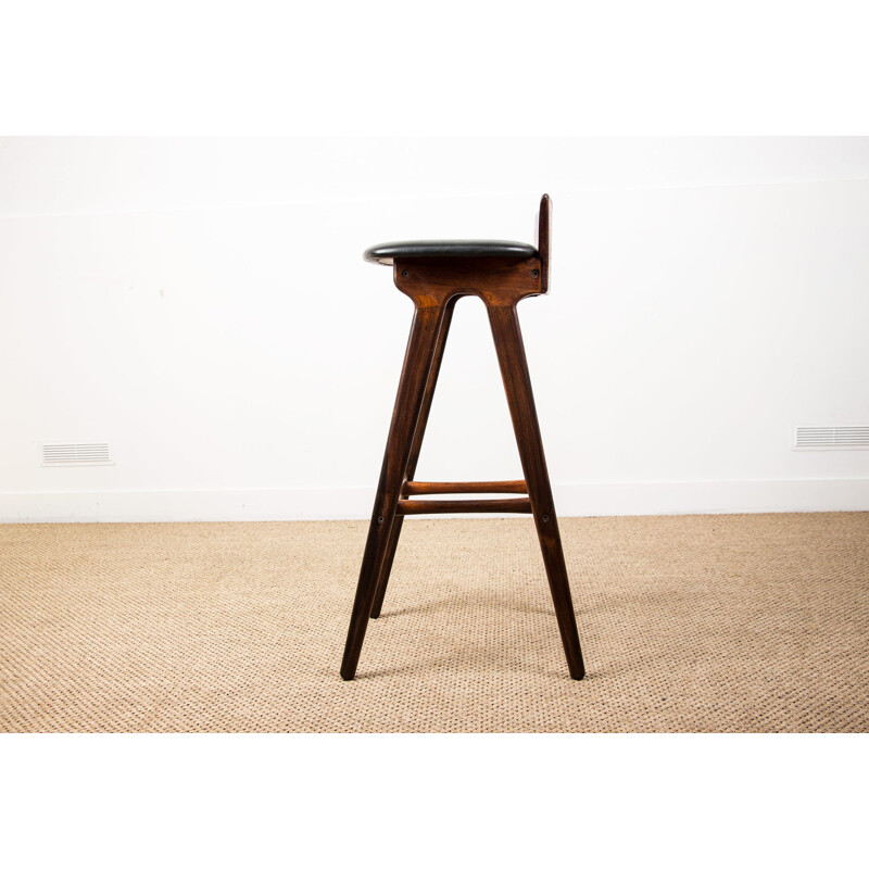Vintage high bar stool in Rosewood by Erik Buck Danish 1960