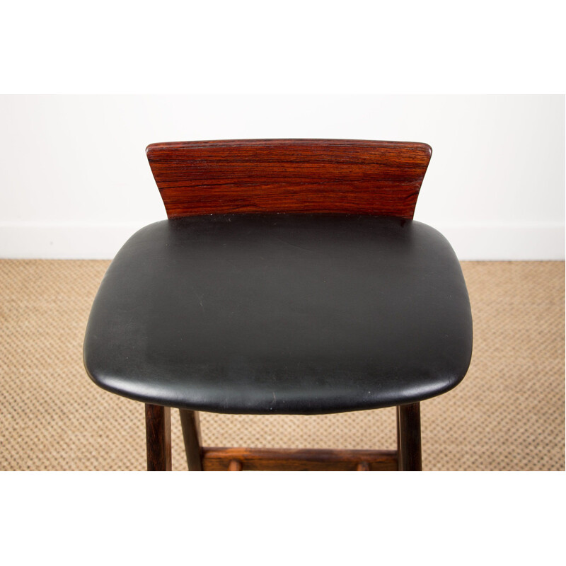 Vintage high bar stool in Rosewood by Erik Buck Danish 1960