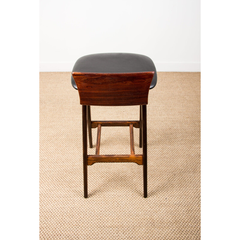 Vintage high bar stool in Rosewood by Erik Buck Danish 1960