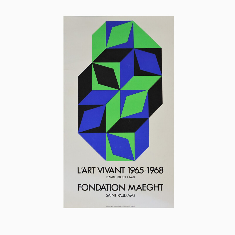 L'art Vivant vintage Fondation Maeght Poster by Victor Vasarely, 1965
