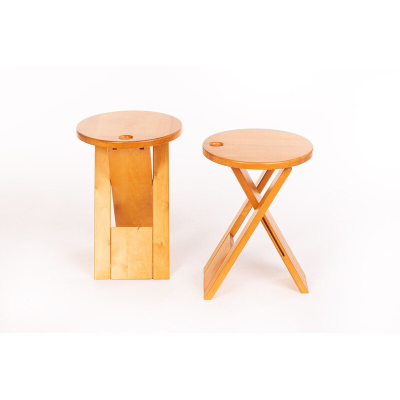 Pair of vintage foldable Roger Tallon stools for Sentou France, 1970