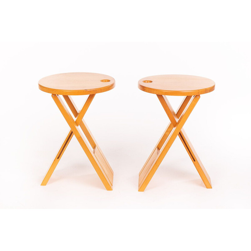 Pair of vintage foldable Roger Tallon stools for Sentou France, 1970