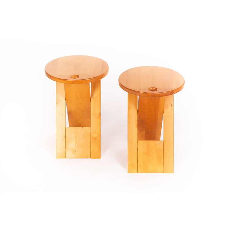 Pair of vintage foldable Roger Tallon stools for Sentou France, 1970