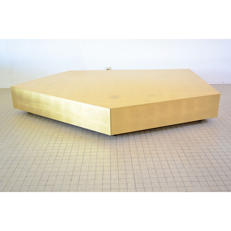 Vintage XXL 18kt gold leaf coffee table by Hugues Chevalier Paris