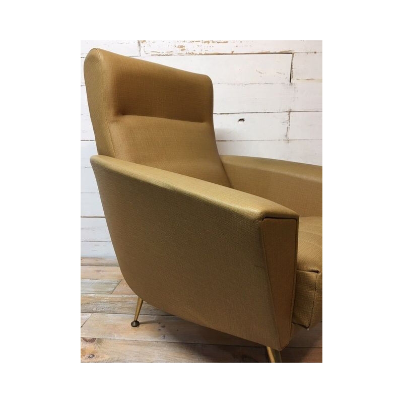 Vintage armchair Italian in yellow mustard leatherette 1960