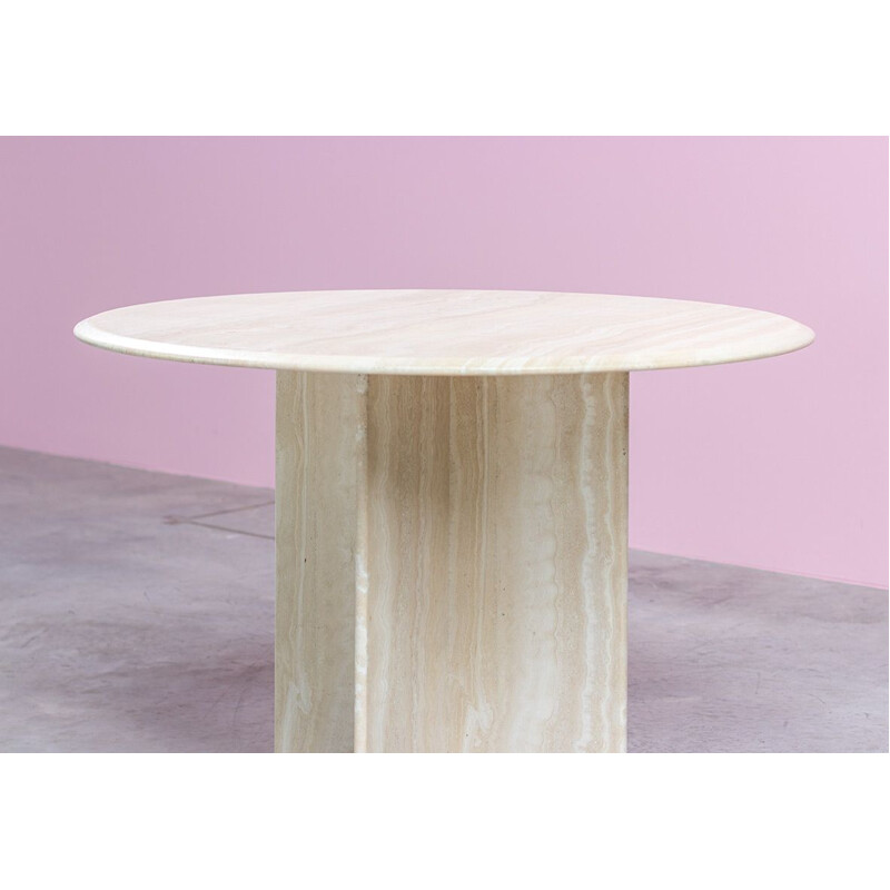 Vintage Travertine Dining Table, Italian 1970s