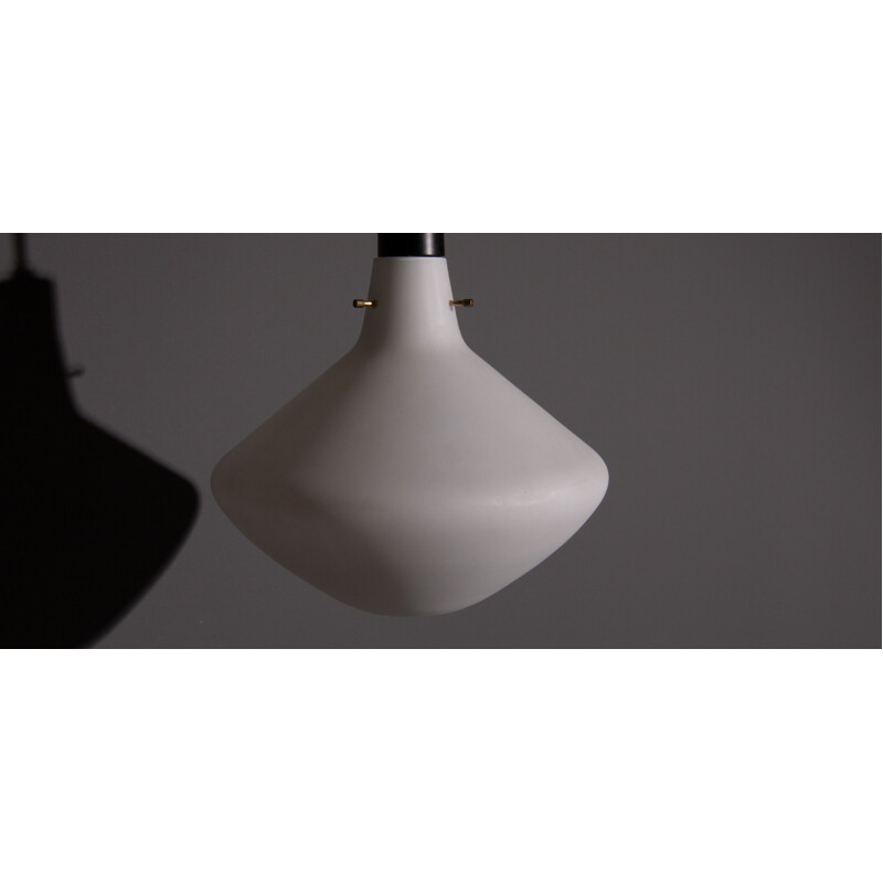 Vintage pendant with matt glass lampshade in white by Stilnovo Italian 1950
