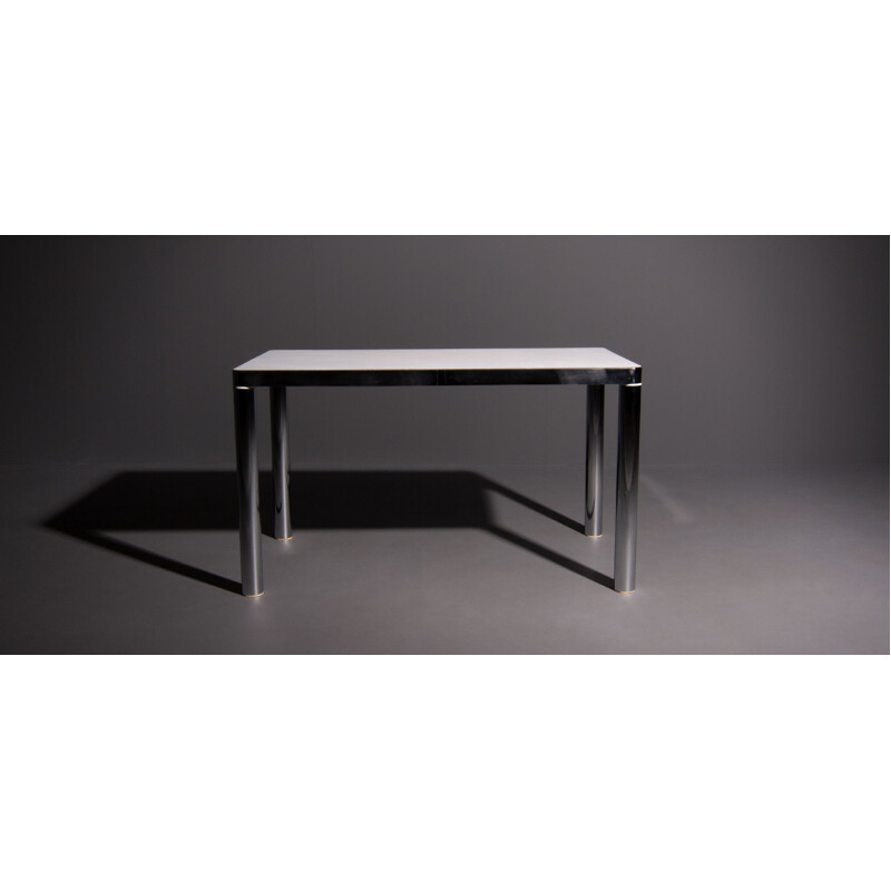 Vintage Salvarani dining table with chromed steel frame 1980