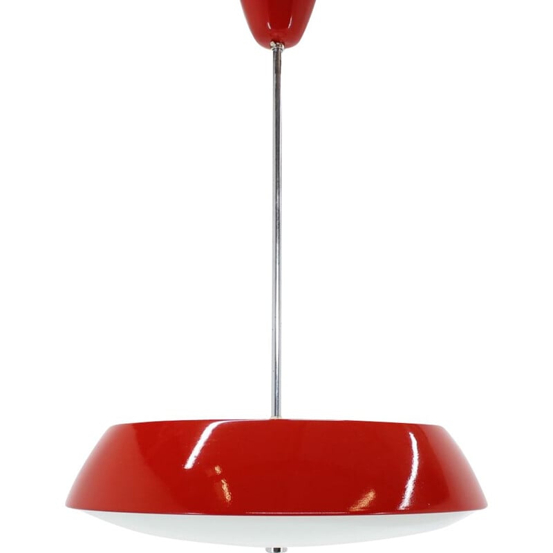 Mid-century red chandelier Napako, 1970