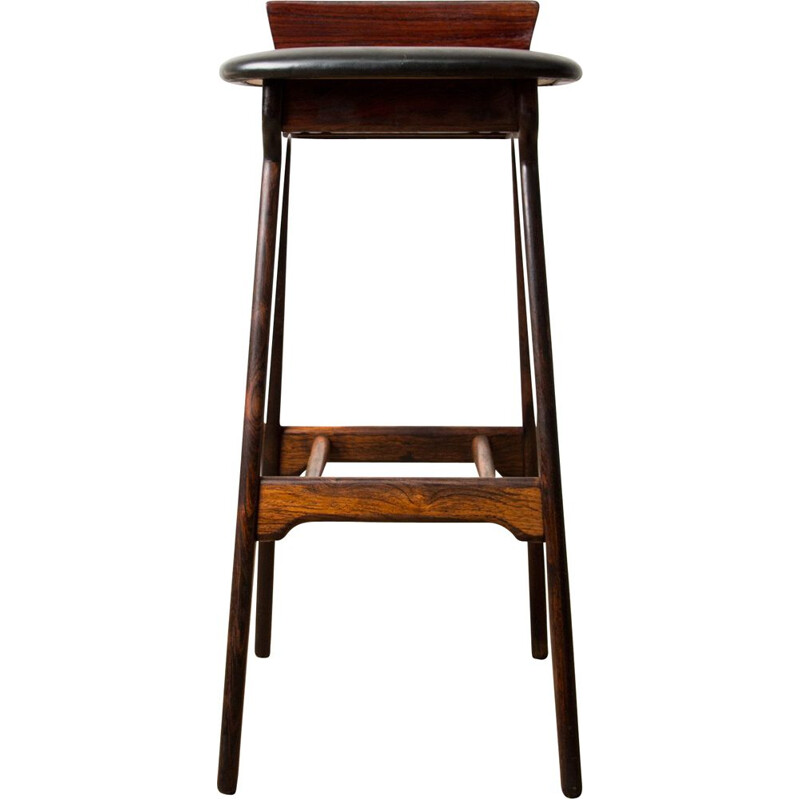 Vintage high bar stool in Rosewood by Erik Buck Danish 1960