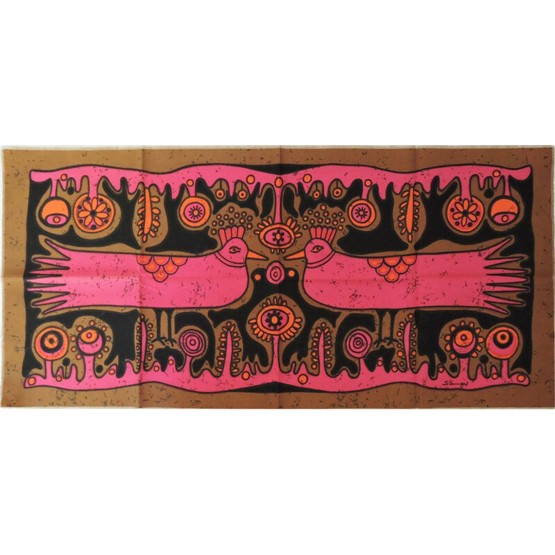Suspension murale en tissu psychédélique de colombe pour Sangerform, 1960