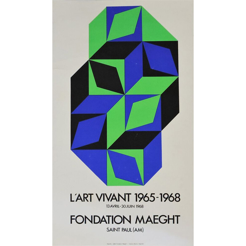 Vintage Living art  Fondation Maeght Poster by Victor Vasarely, 1965