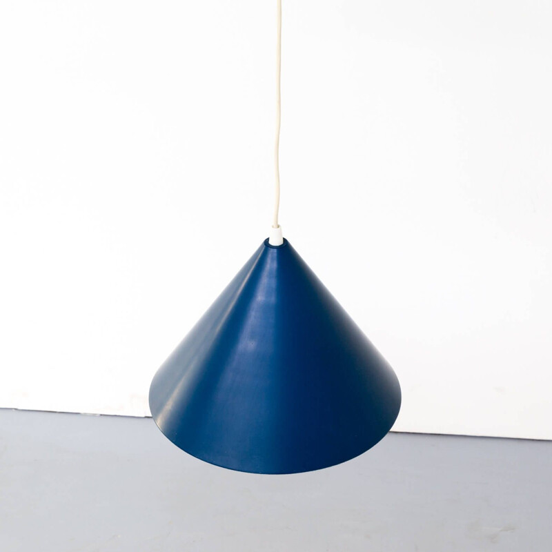 Vintage blue metal hanging lamp, Hoogervorst Anvia 1960s