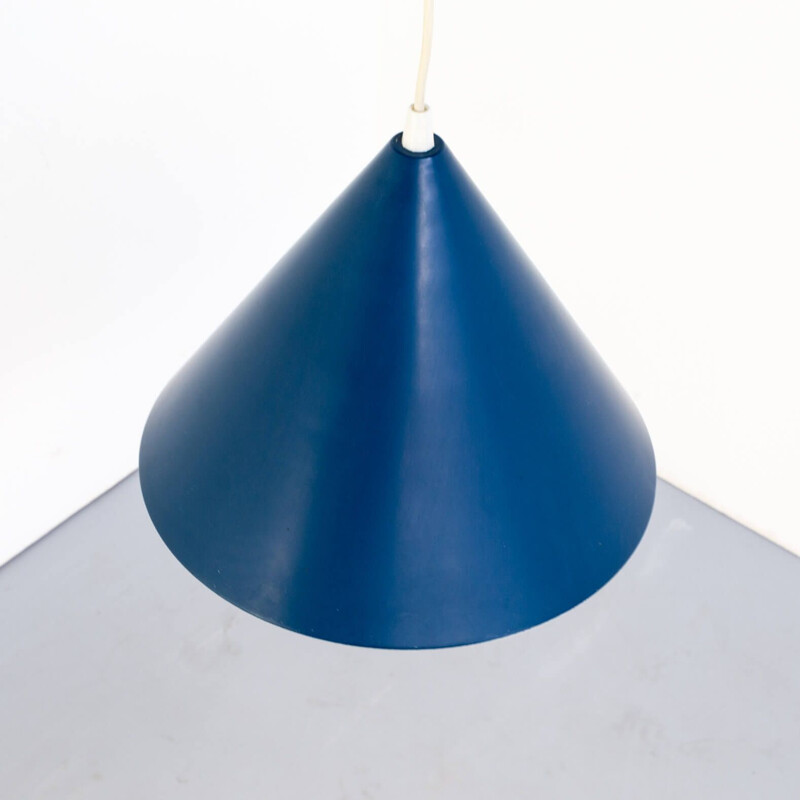 Vintage blue metal hanging lamp, Hoogervorst Anvia 1960s