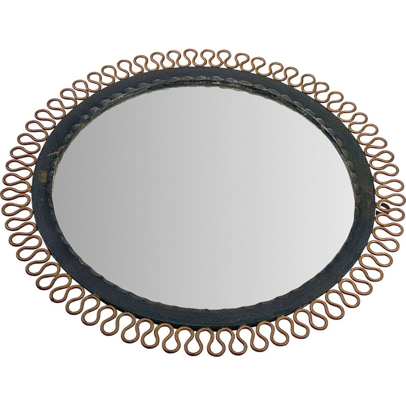 Vintage metal and wrought iron mirror by Josef Frank, 1960