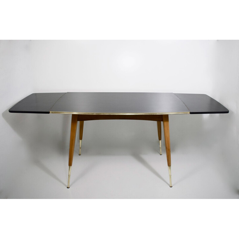 Vintage table with dining room or living room system, wood, extensions 1960