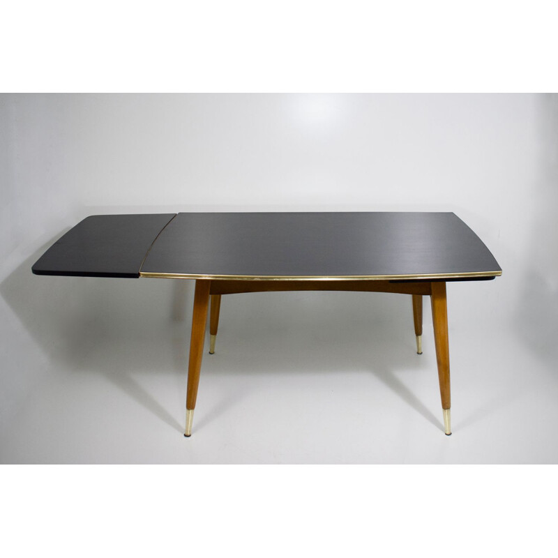 Vintage table with dining room or living room system, wood, extensions 1960