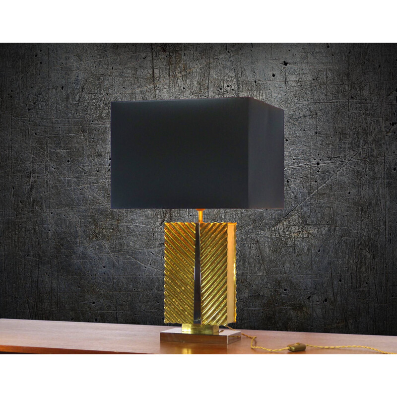 Vintage table lamp in solid brass by Maison Baguès, 1970