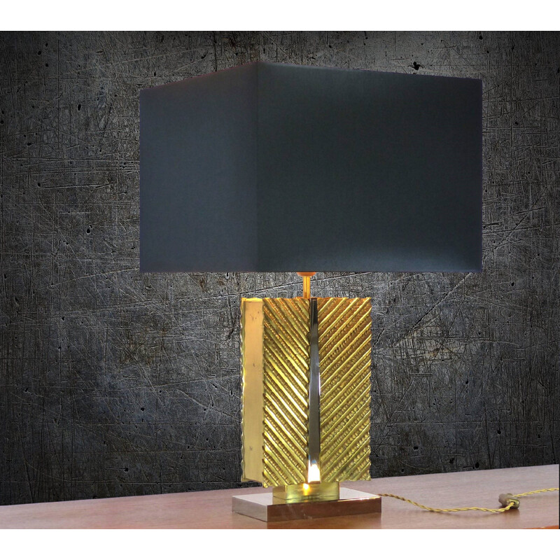Vintage table lamp in solid brass by Maison Baguès, 1970