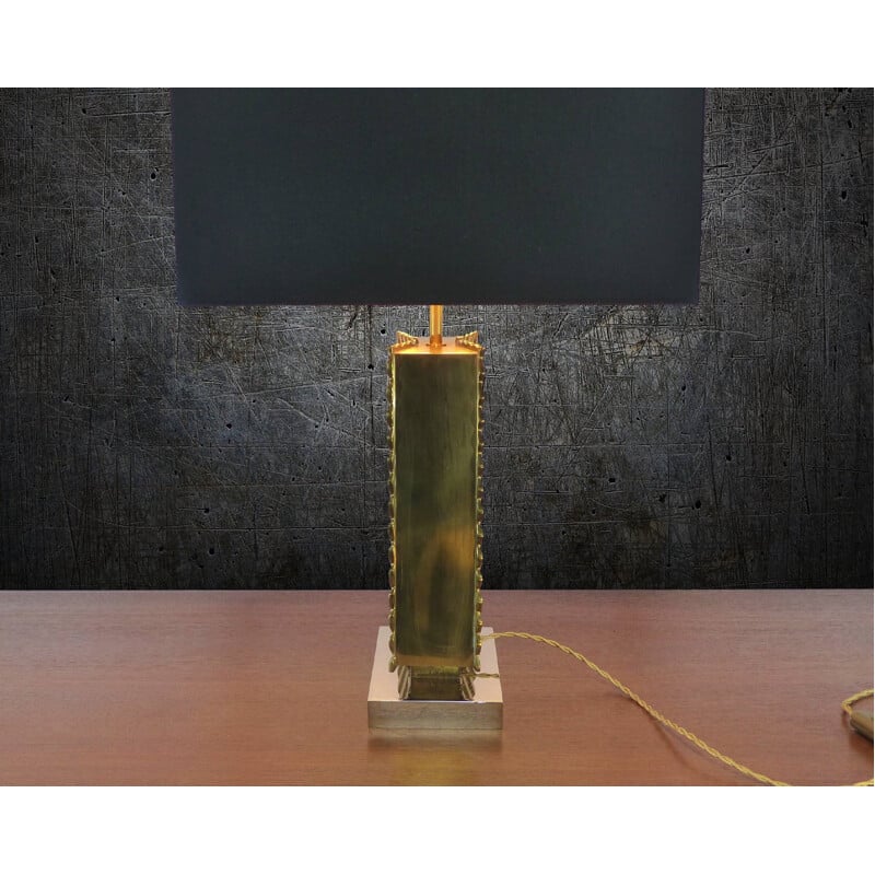 Vintage table lamp in solid brass by Maison Baguès, 1970