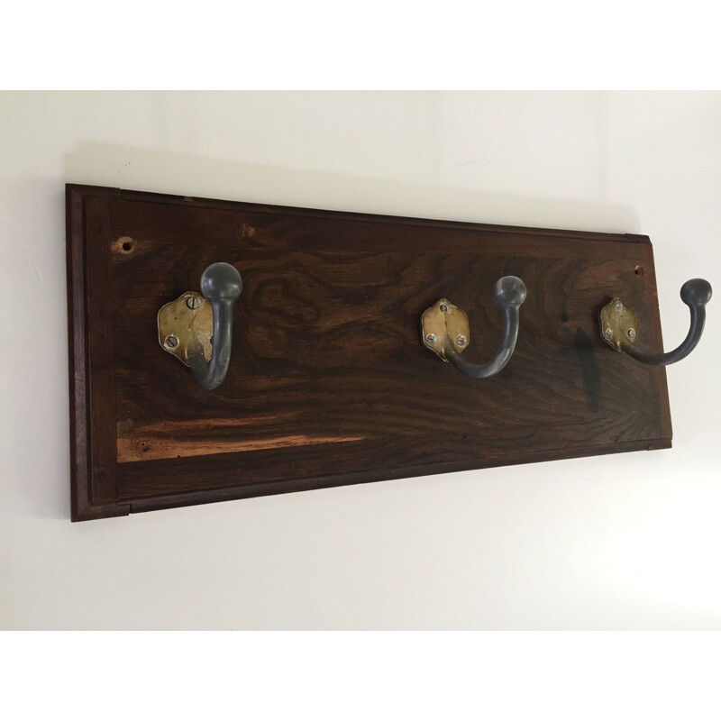 Vintage School Coat Hanger with 3 Hooks