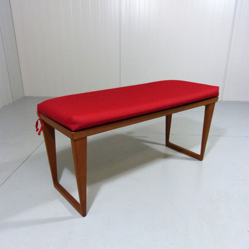 Vintage Teak wooden bench by Kai Kristiansen for Aksel Kjersgaard, Odder Denmark