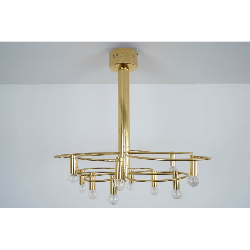Gold-plated vintage ceiling lamp by Gaetano Sciolari