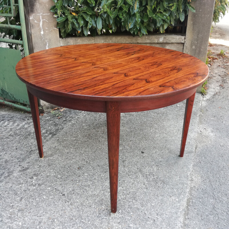 Vintage rosewood extensible round table 1960