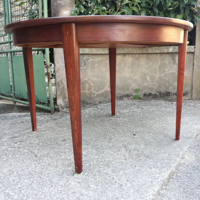 Vintage rosewood extensible round table 1960