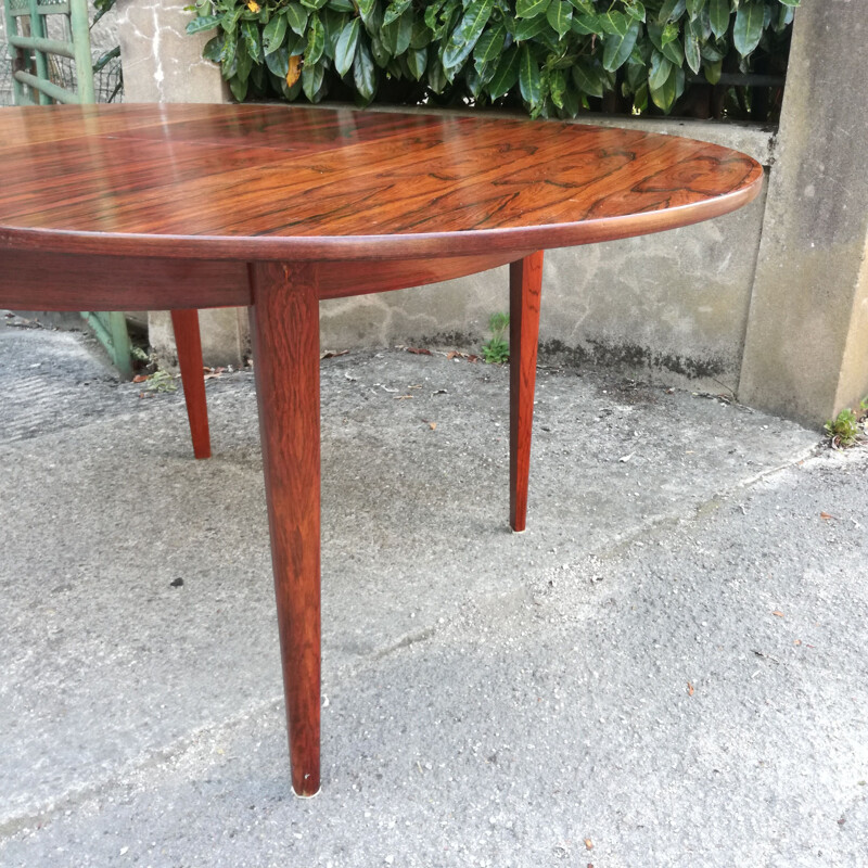 Vintage rosewood extensible round table 1960