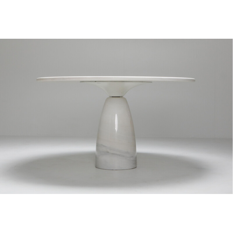 Vintage white calacatta 'Finale' marble dining table Peter Draenhert 1972
