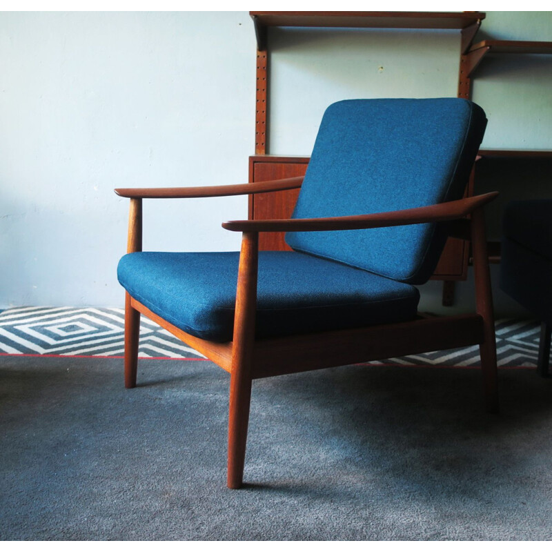 Fauteuil lounge vintage en teck Arne Vodder Danoise 1960