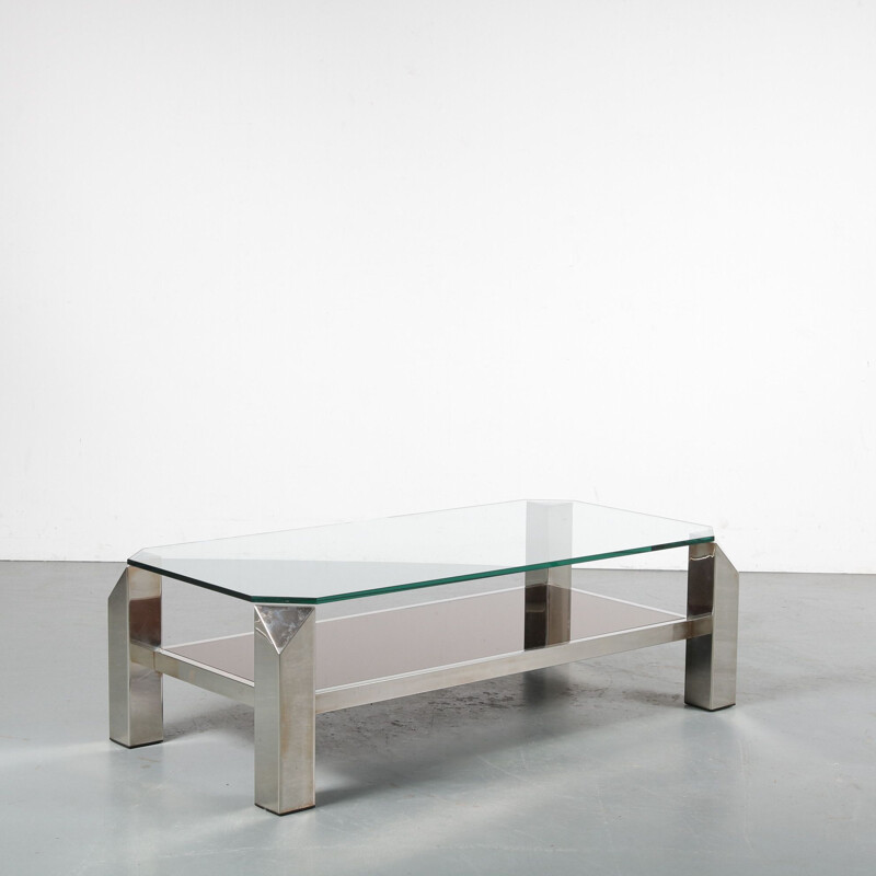 Vintage Chrome coffee table by Belgo Chrom, Belgium 1970s