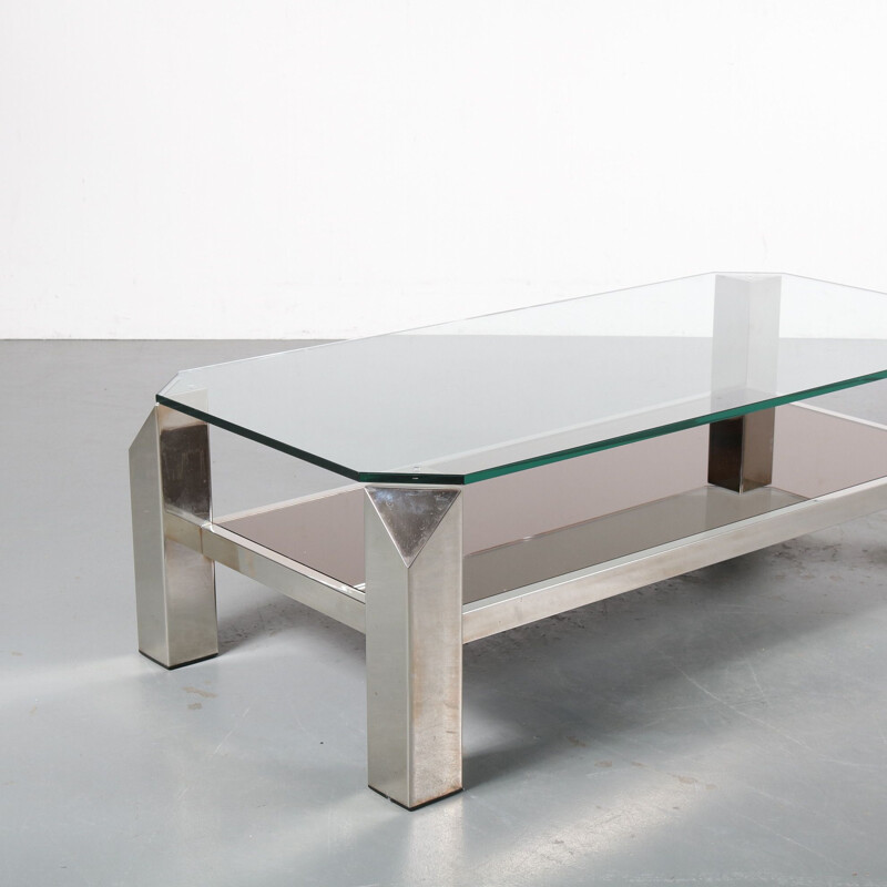 Vintage Chrome coffee table by Belgo Chrom, Belgium 1970s