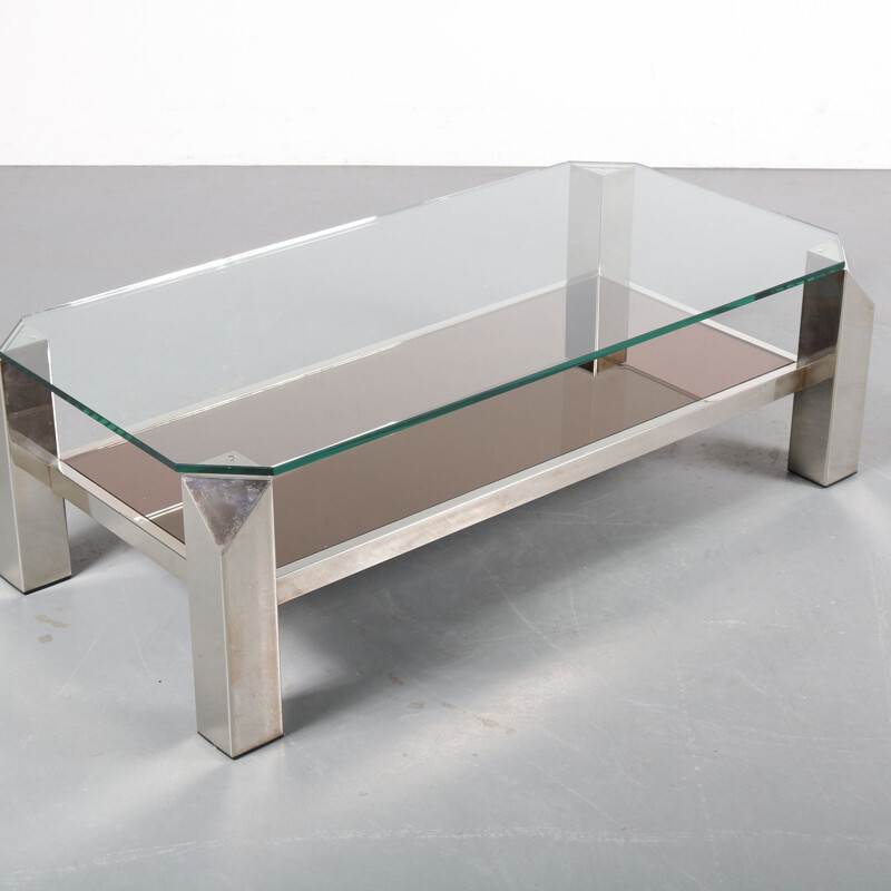 Vintage Chrome coffee table by Belgo Chrom, Belgium 1970s