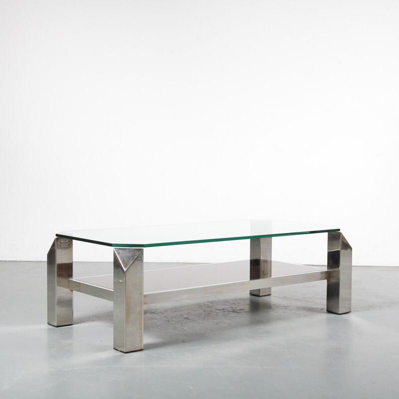 Vintage Chrome coffee table by Belgo Chrom, Belgium 1970s