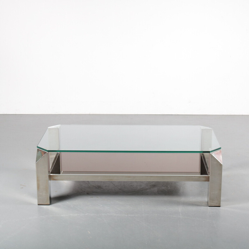 Vintage Chrome coffee table by Belgo Chrom, Belgium 1970s