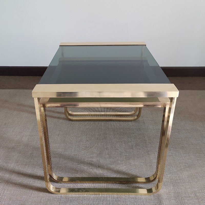 Vintage Brass Nesting Tables, Italian 1970s