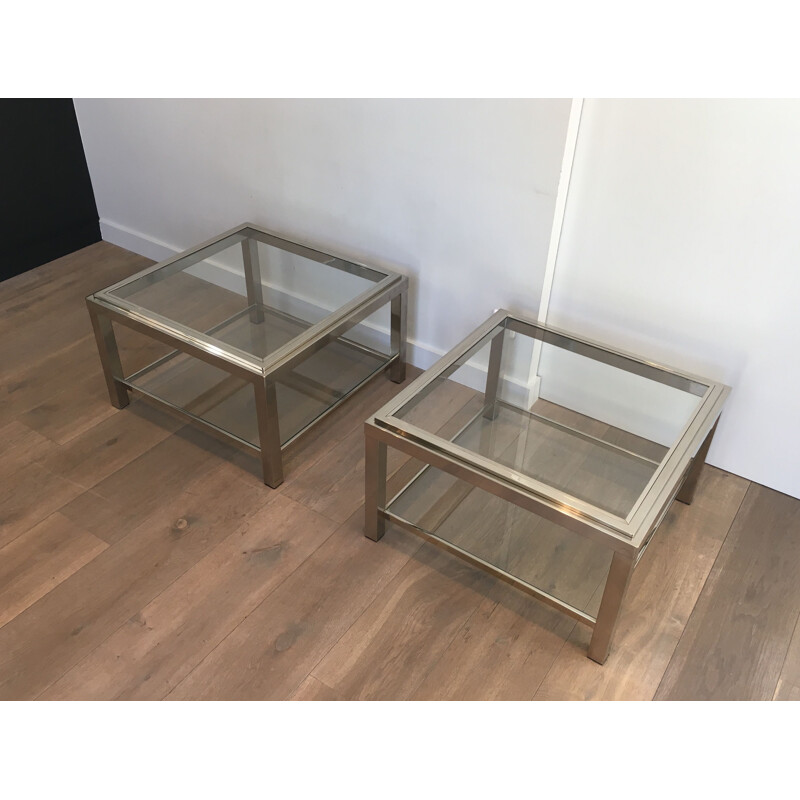 Pair of ImportantVintage Chrome Sofa Ends  1970s