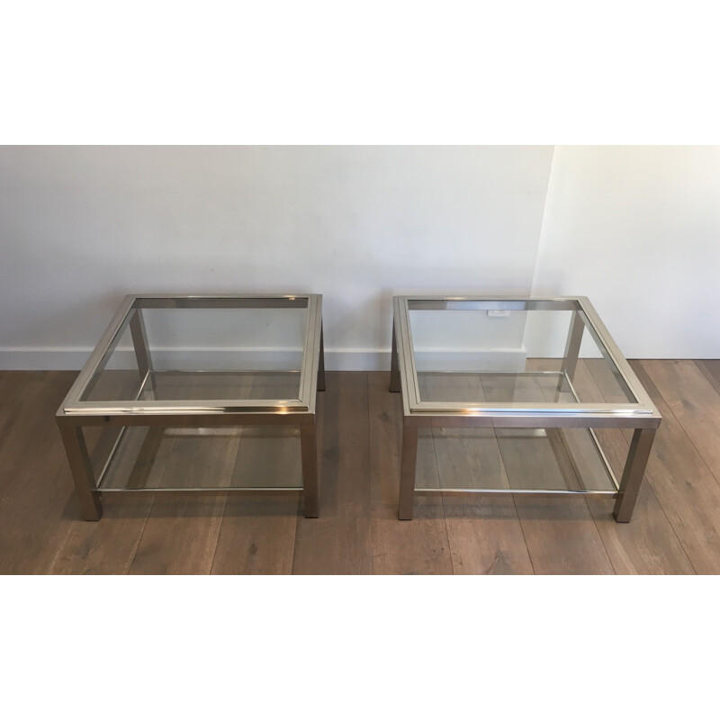 Pair of ImportantVintage Chrome Sofa Ends  1970s