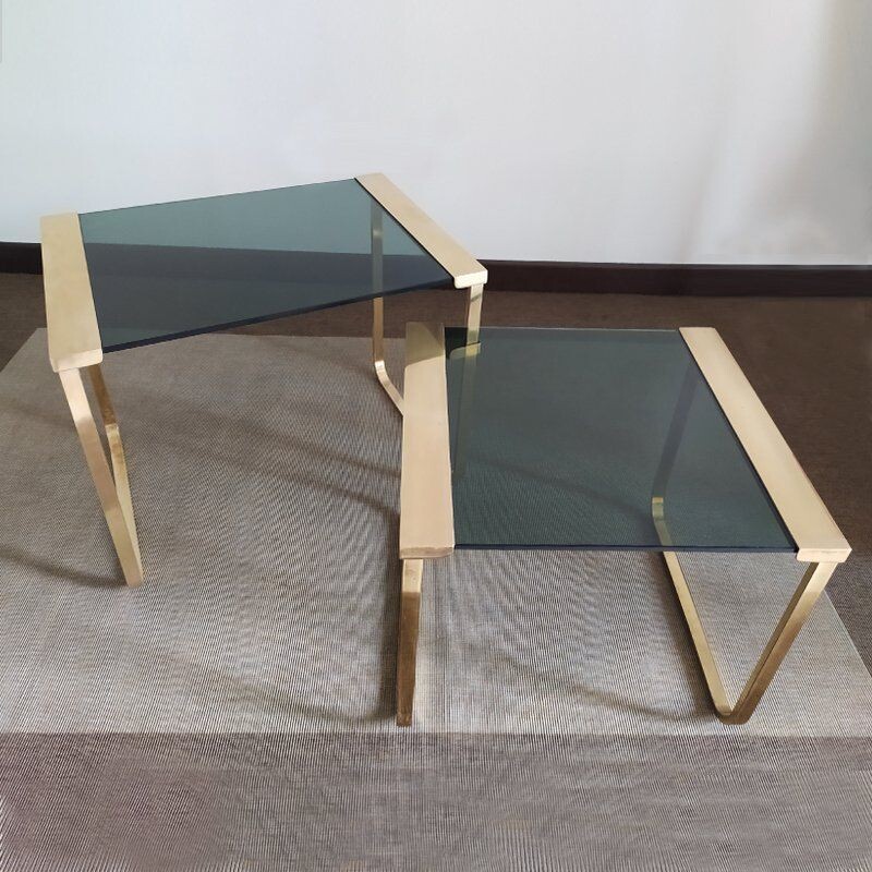 Vintage Brass Nesting Tables, Italian 1970s