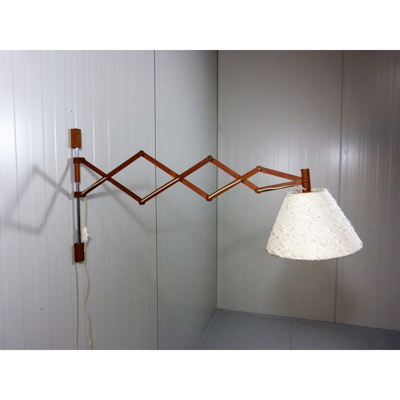 Vintage Teak wooden scissor wall lamp, 1960s