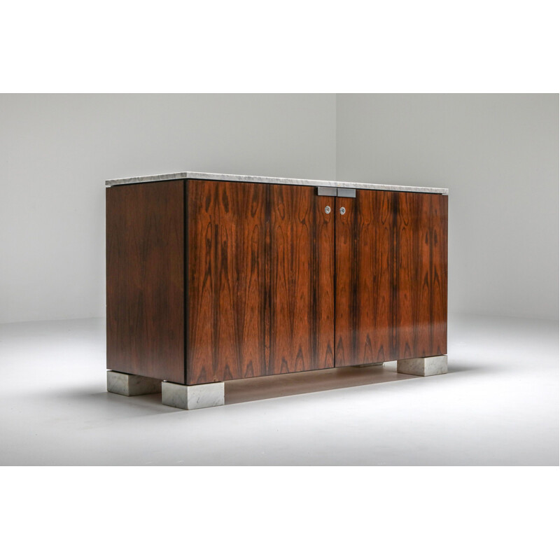 Vintage Carrara Marble and Rosewood Cabinet by De Coene - 1960s