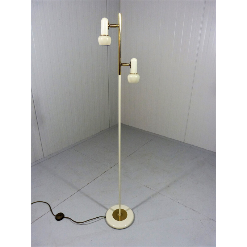 Vintage Brass and cream coloured floor lamp 1950s