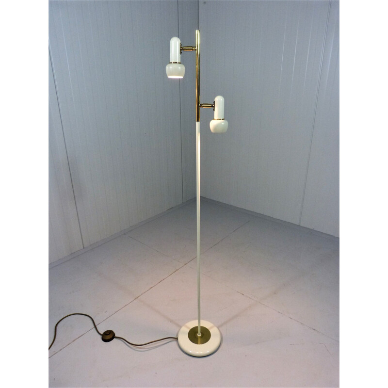 Vintage Brass and cream coloured floor lamp 1950s