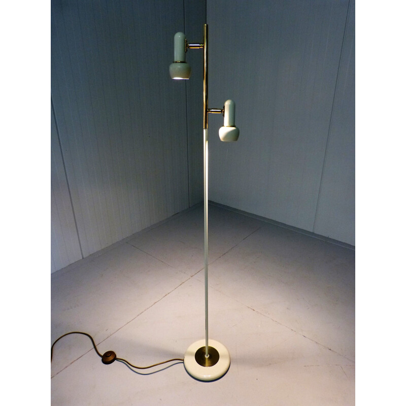 Vintage Brass and cream coloured floor lamp 1950s