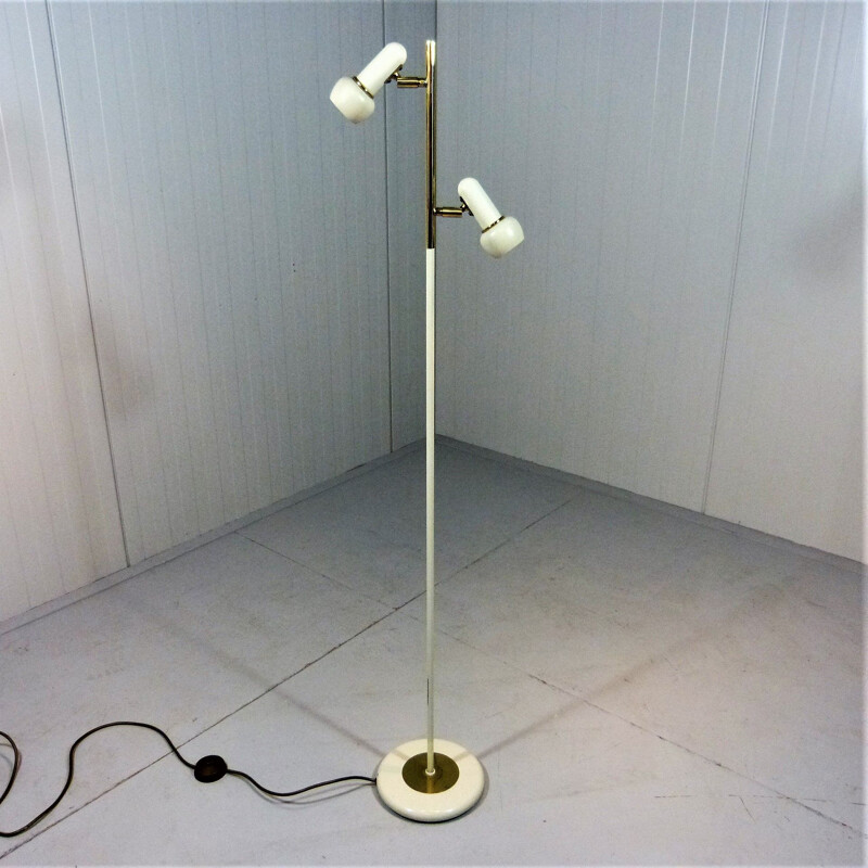 Vintage Brass and cream coloured floor lamp 1950s